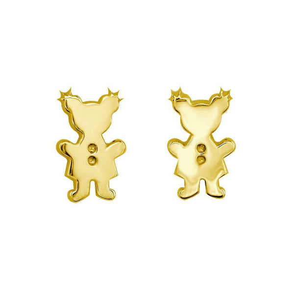 Mini Sziro Girl Earrings with Post Backs in 14k Yellow Gold