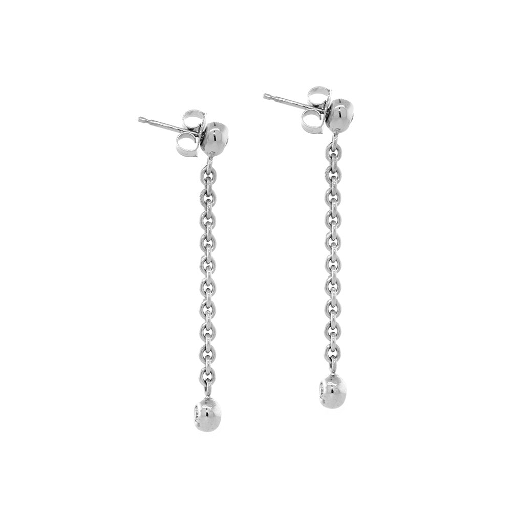 Diamonds by the Yard Diamond Bead and Rolo Chain Earrings, 2 Beads Each, 0.28CT, 1.5 Inches, in 14k White Gold