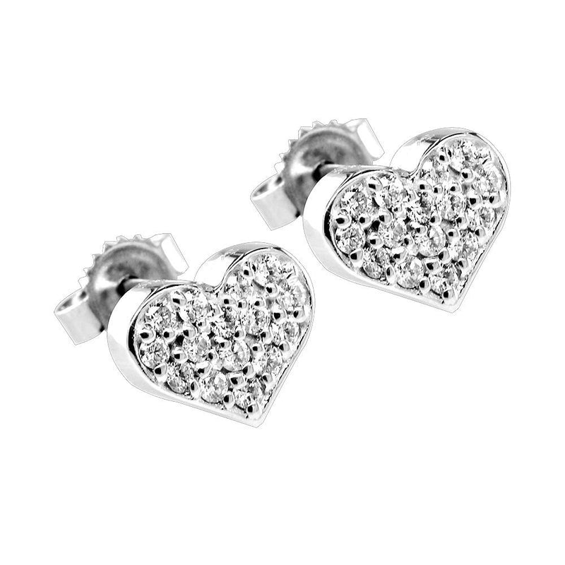 Diamond Heart Earrings, 0.30CT in 14K White Gold