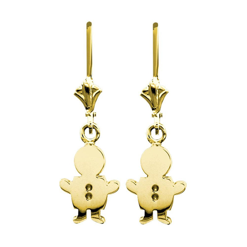 Moms Dangling Mini Sziro Boy Charm Earrings in 14k Yellow Gold