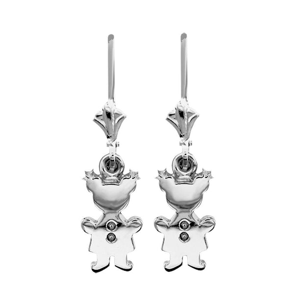 Moms Dangling Mini Sziro Girl Charm Earrings in Sterling Silver
