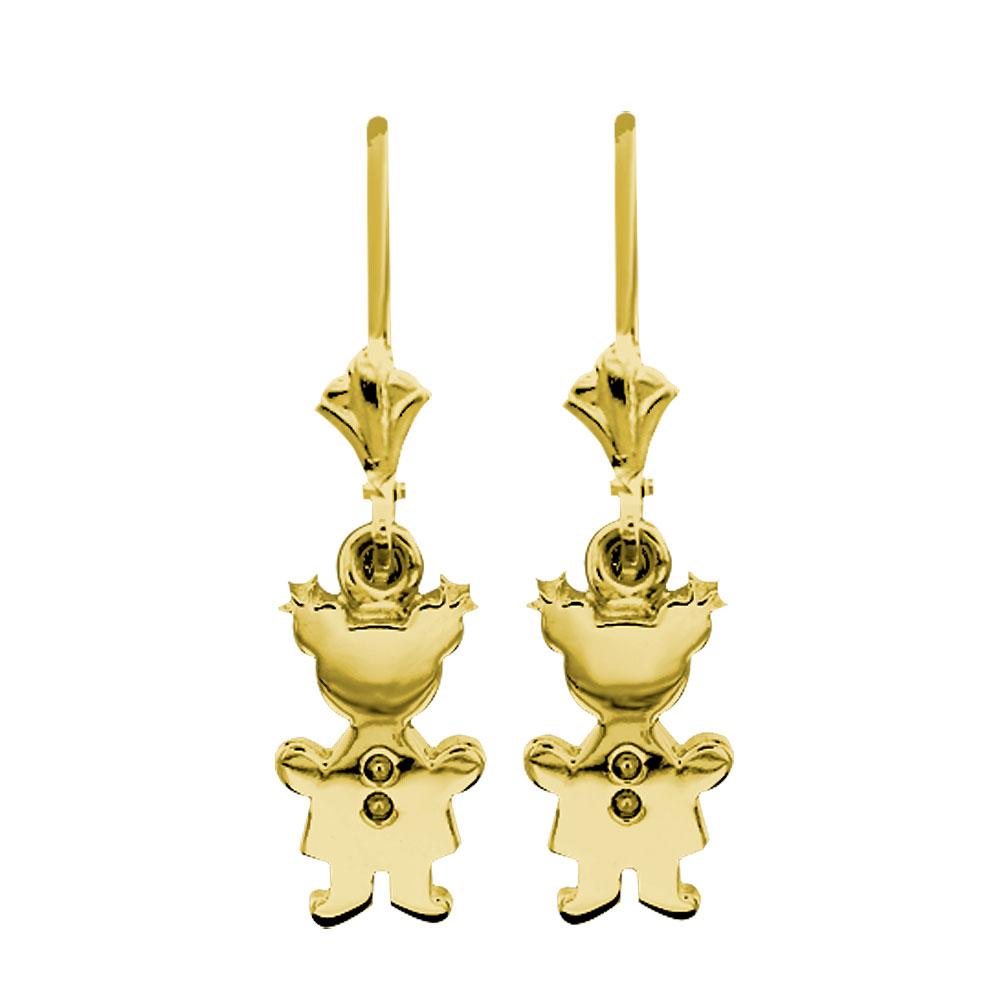 Moms Dangling Mini Sziro Girl Charm Earrings in 14k Yellow Gold