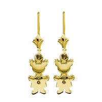 Moms Dangling Mini Sziro Girl Charm Earrings in 14k Yellow Gold