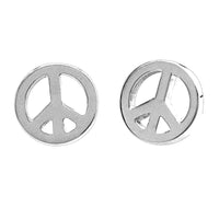 Mini Peace Sign Charm Earrings in 14K White Gold