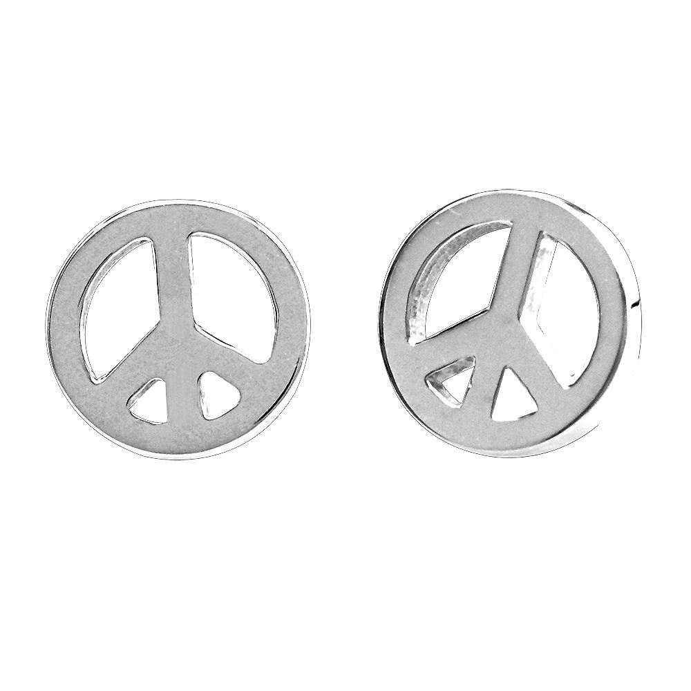 Mini Peace Sign Charm Earrings in Sterling Silver