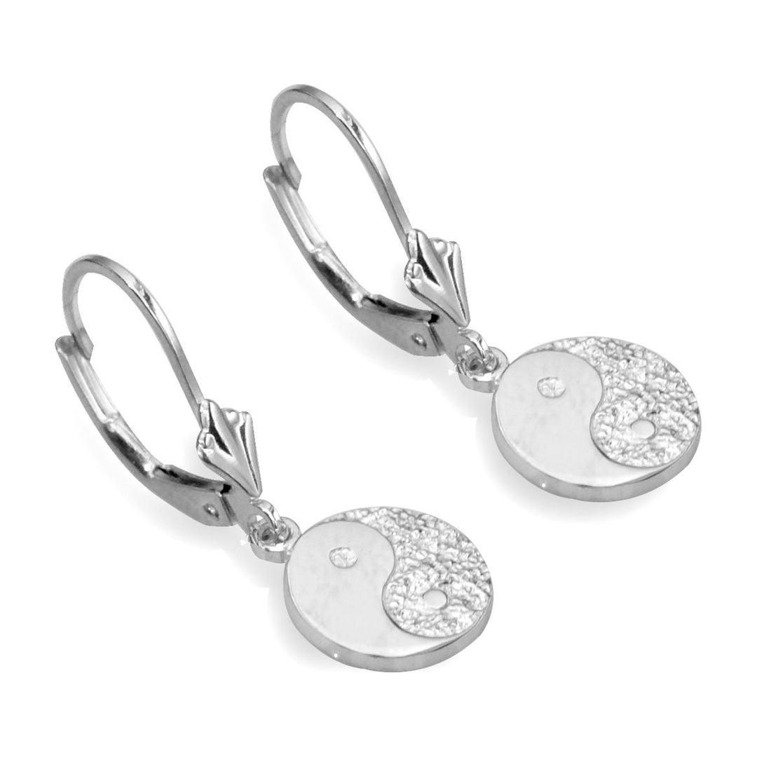 Mini Yin and Yang Leverback Earrings in Sterling Silver