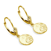Mini Yin and Yang Leverback Earrings in 14k Yellow Gold