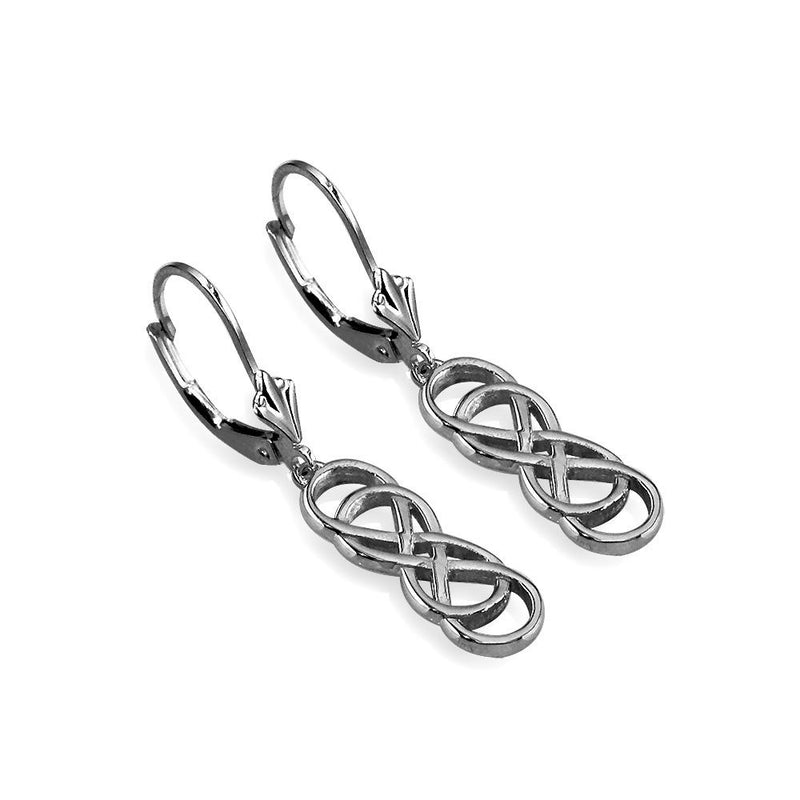 Small Double Infinity Symbol Drop Earrings in Sterling Silver
