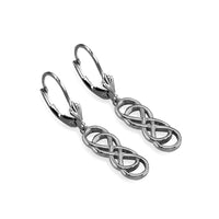 Small Double Infinity Symbol Drop Earrings in 14K White Gold
