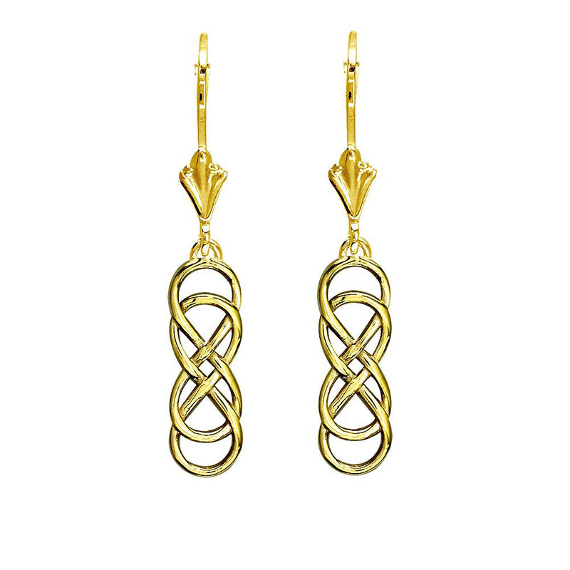 Small Double Infinity Symbol Drop Earrings in 14K Yellow Gold
