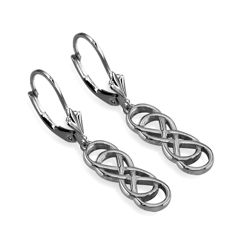 Medium Double Infinity Symbol Drop Earrings in 14K White Gold