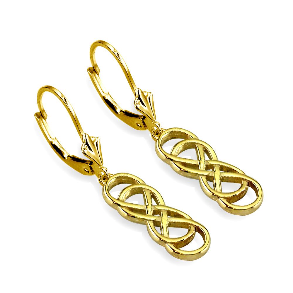 Medium Double Infinity Symbol Drop Earrings in 14K Yellow Gold