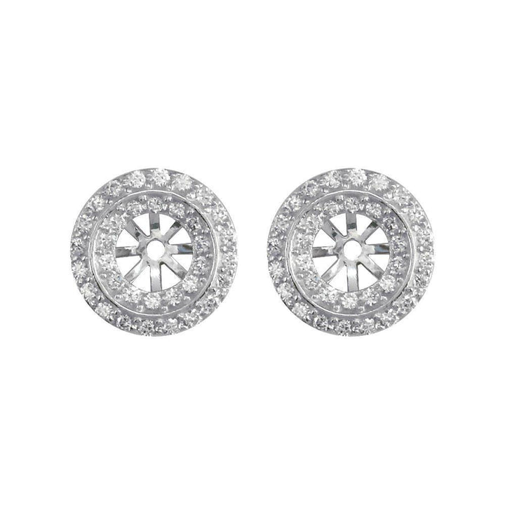 Round Diamond Stud Earring Jackets, 2 Rows, 11.5mm in 14k White Gold