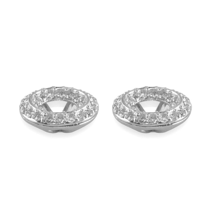 Round Diamond Stud Earring Jackets, 2 Rows, 11.5mm in 14k White Gold