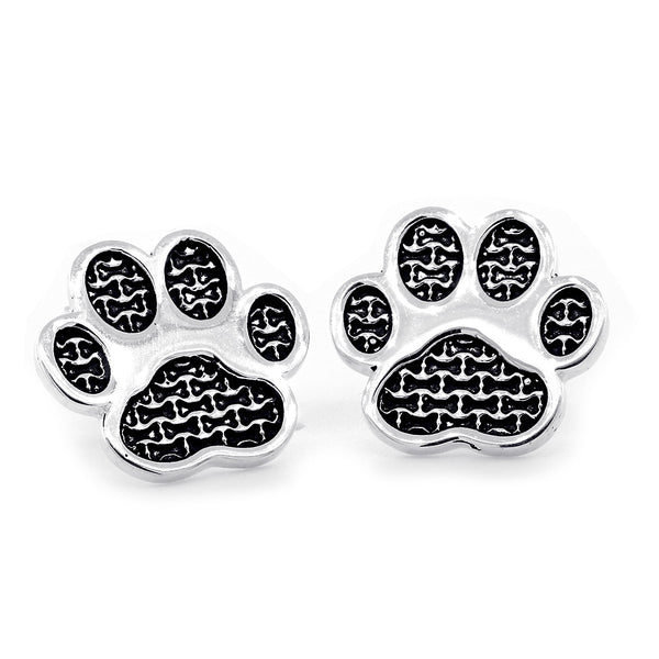 Dog Paw Earrings with Post Backs in Sterling Silver