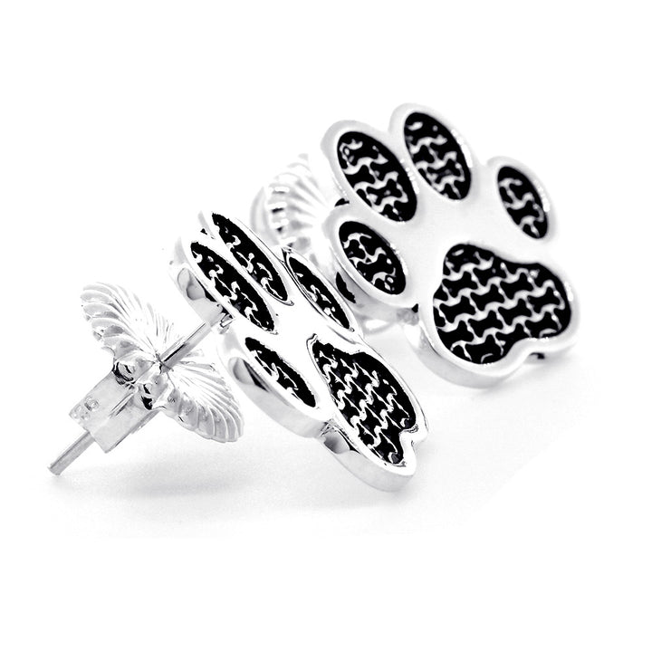 Dog Paw Earrings with Post Backs in 14k White Gold