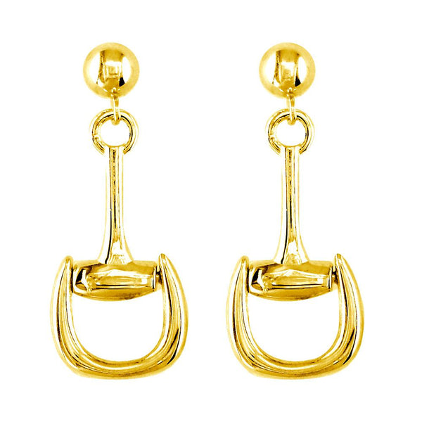 Horsebit Post Earrings in 14k Yellow Gold