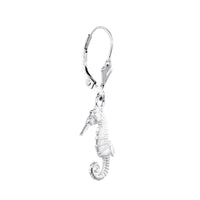 17mm Small Seahorse Charm Lever Back Earrings in Sterling Silver