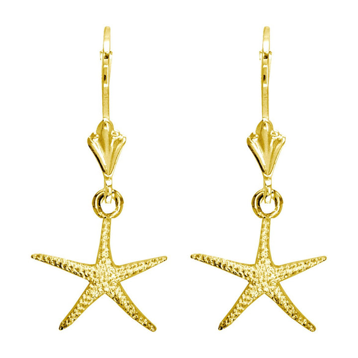 Mini Thin Starfish Earrings in 14K Yellow Gold