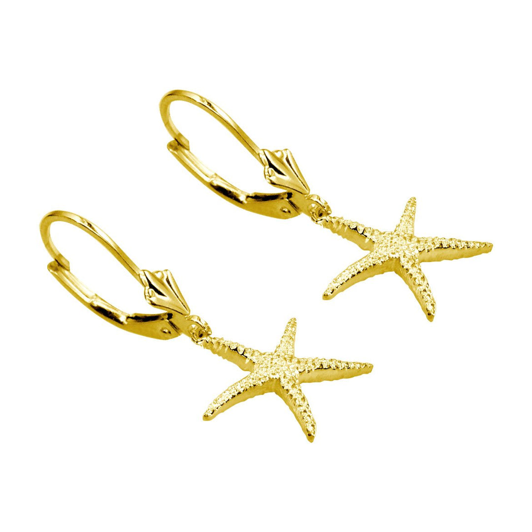Mini Thin Starfish Earrings in 14K Yellow Gold