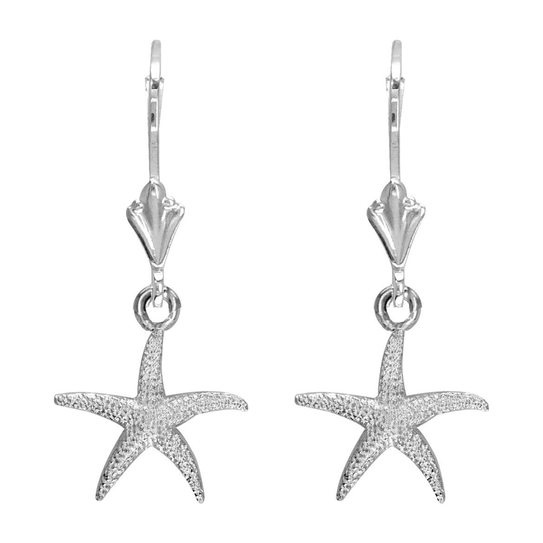 Mini Common Starfish Earrings in 14K White Gold