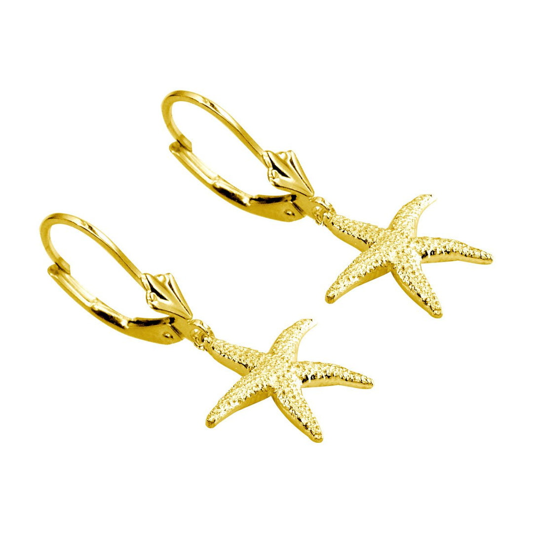 Mini Common Starfish Earrings in 14K Yellow Gold
