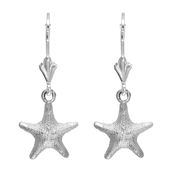 Mini Cushion Sea Star Earrings in 14K White Gold