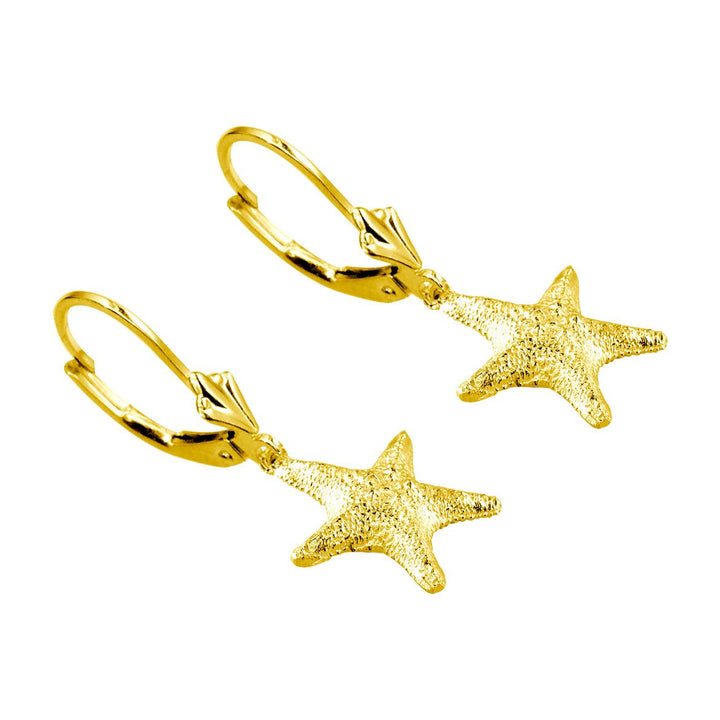 Mini Cushion Sea Star Earrings in 14K Yellow Gold