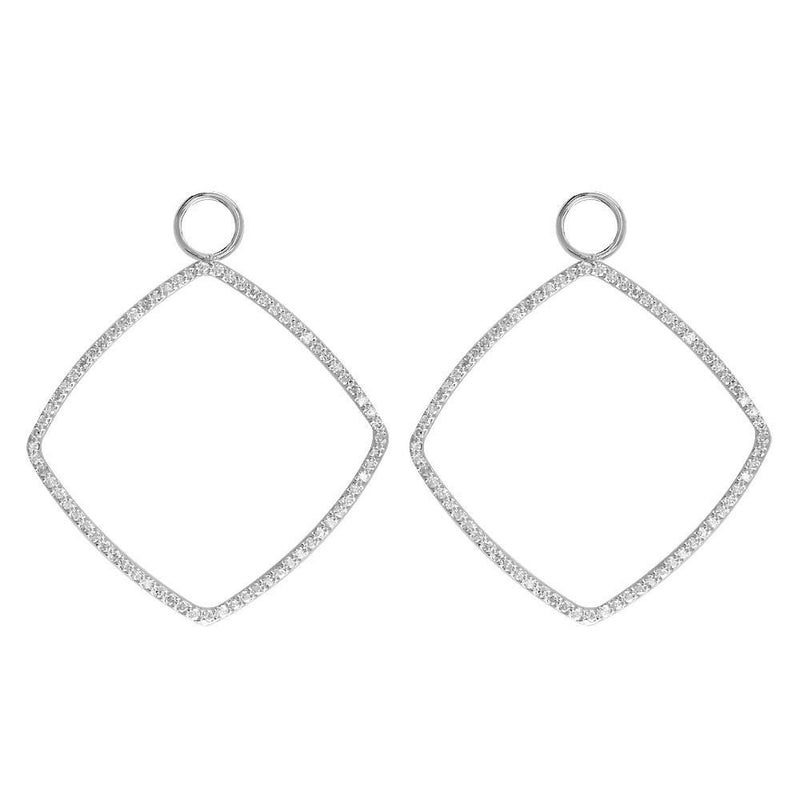 Rhombus Diamond Earring Jackets, 1.00CT in 14k White Gold