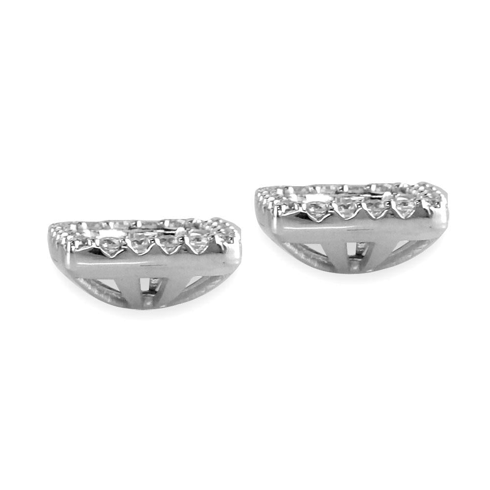 Cushion Diamond Stud Earring Jackets for Round Studs, 11mm in 14k White Gold
