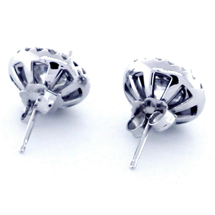 Round Diamond Stud Earring Jackets for 3 Prong Studs, 10.6mm in 14k White Gold