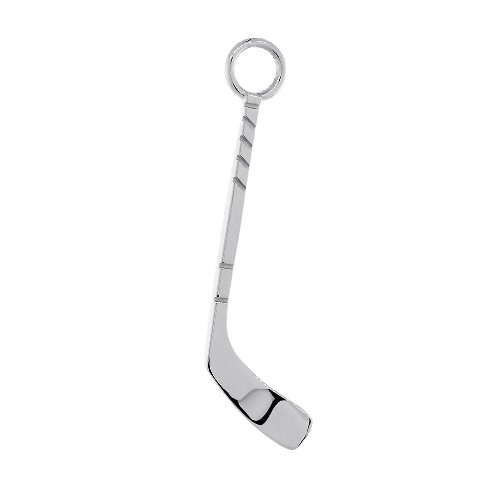 25mm Left Hand Ice Hockey Stick Charm Earring for Hoops in 14k White Gold
