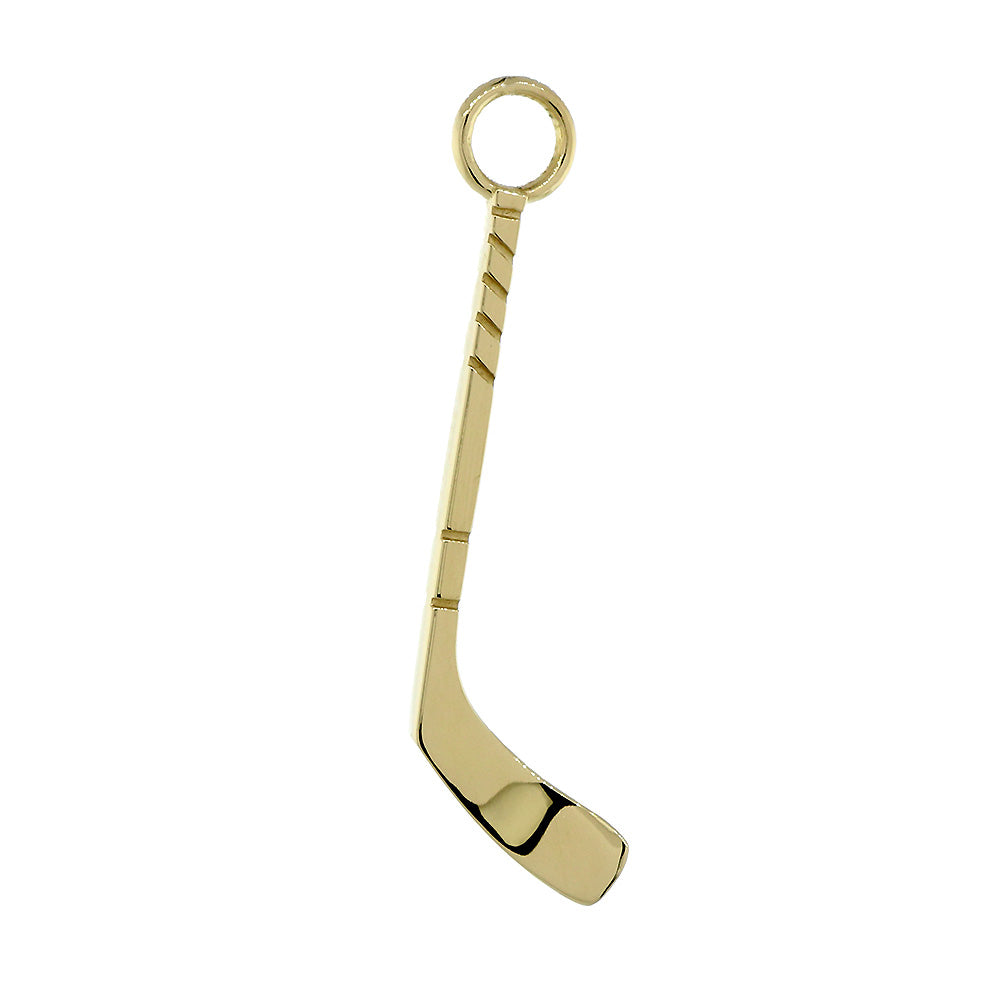 25mm Left Hand Ice Hockey Stick Charm Earring for Hoops in 14k Yellow Gold