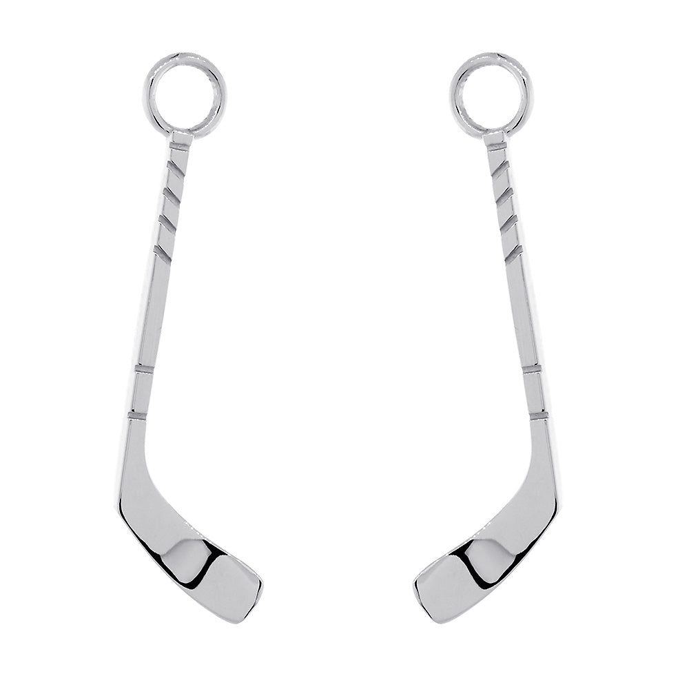 25mm Ice Hockey Stick Charm Earrings for Hoops in Sterling Silver