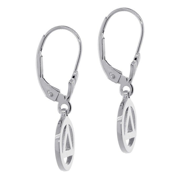 10mm AA Alcoholics Anonymous Sobriety Charm Lever Back Earrings  in Sterling Silver