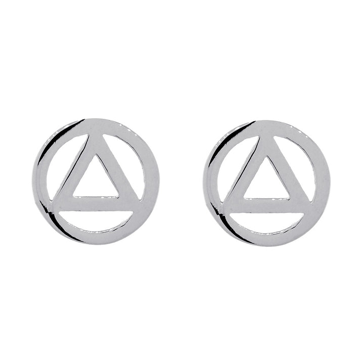 10mm AA Alcoholics Anonymous Sobriety Charm Post Back Earrings  in Sterling Silver
