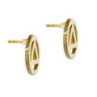 10mm AA Alcoholics Anonymous Sobriety Charm Post Back Earrings  in 14k Yellow Gold