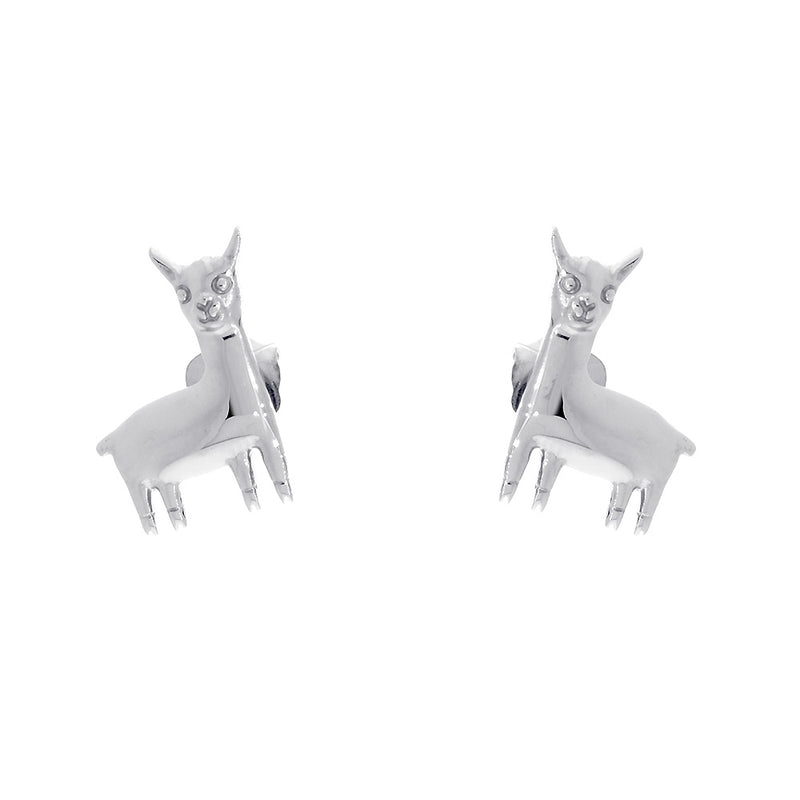 13mm Peru Llama Charm Earrings in 14k White Gold