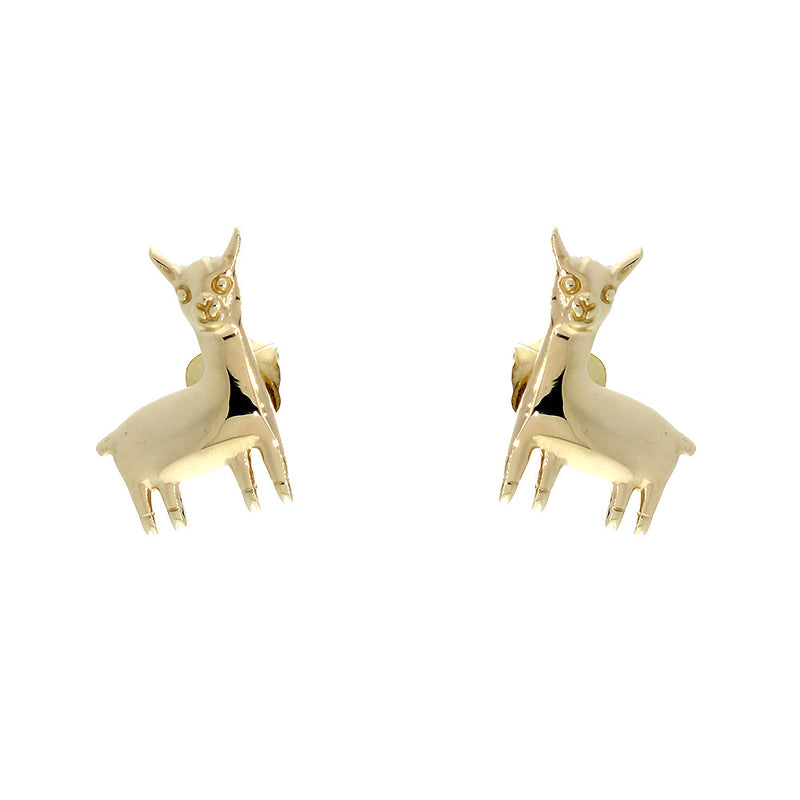 13mm Peru Llama Charm Earrings in 14k Yellow Gold