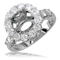 Round Diamond Halo Engagement Ring Setting in 18k White Gold