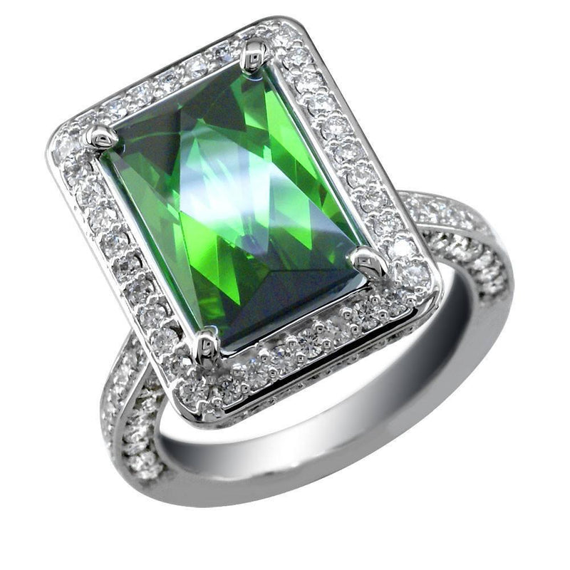 Latitude Deep Green Tourmaline Ring with Diamonds LR-K00048Wgt