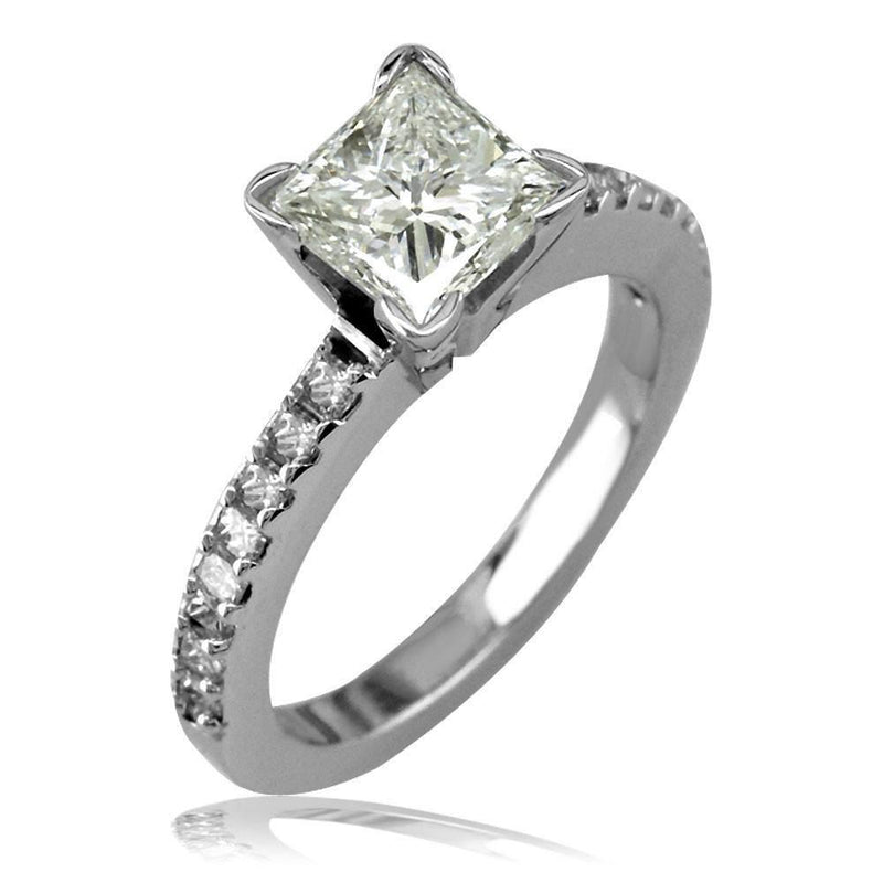 Diamond Engagement Ring Setting with Princess Cut Side Stones E/W-K0005E