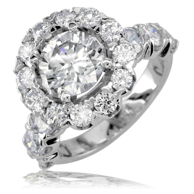 Diamond Engagement Ring Setting with Round Diamond Side Stones E/W-K0006
