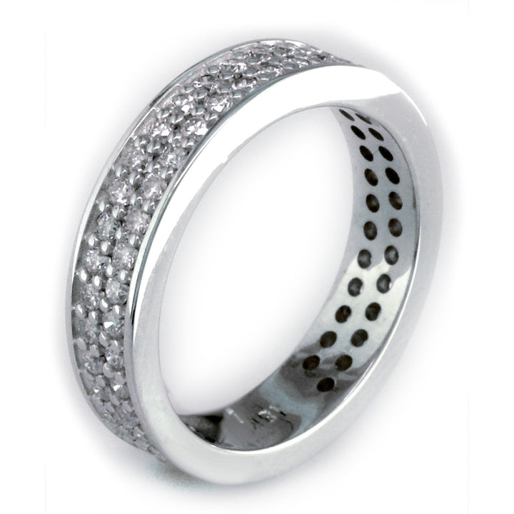 Diamond Band with 2 Rows, 1.15CT in 14k White Gold