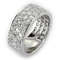 Wide Band with 3 Rows Of Diamonds in 18K Gold, 7.5mm