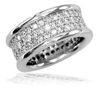 Unisex 3 Row Diamond Band with Wide Domed Sides E/W-K0030