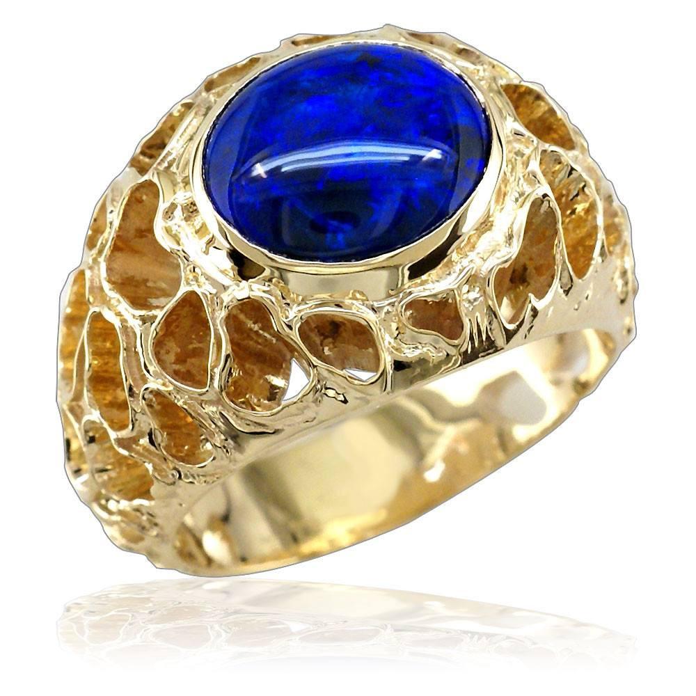 Mens Opal Ring with Cratered Gold Effect MR-K0033
