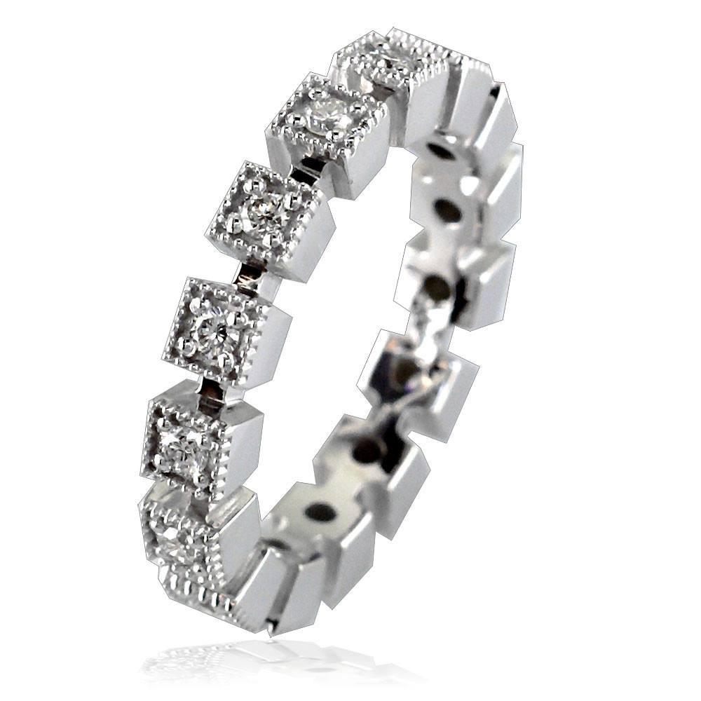Ladies Box Setting Diamond Ring, Stackable, Short Bar Version LR-K0035