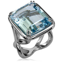 Ladies Weaving Ring with Large Emerald Cut Gemstone LR-K0036