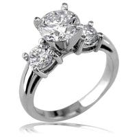 Diamond Engagement or Anniversary Ring 3 Stone Setting in 18K White Gold, 0.86CT